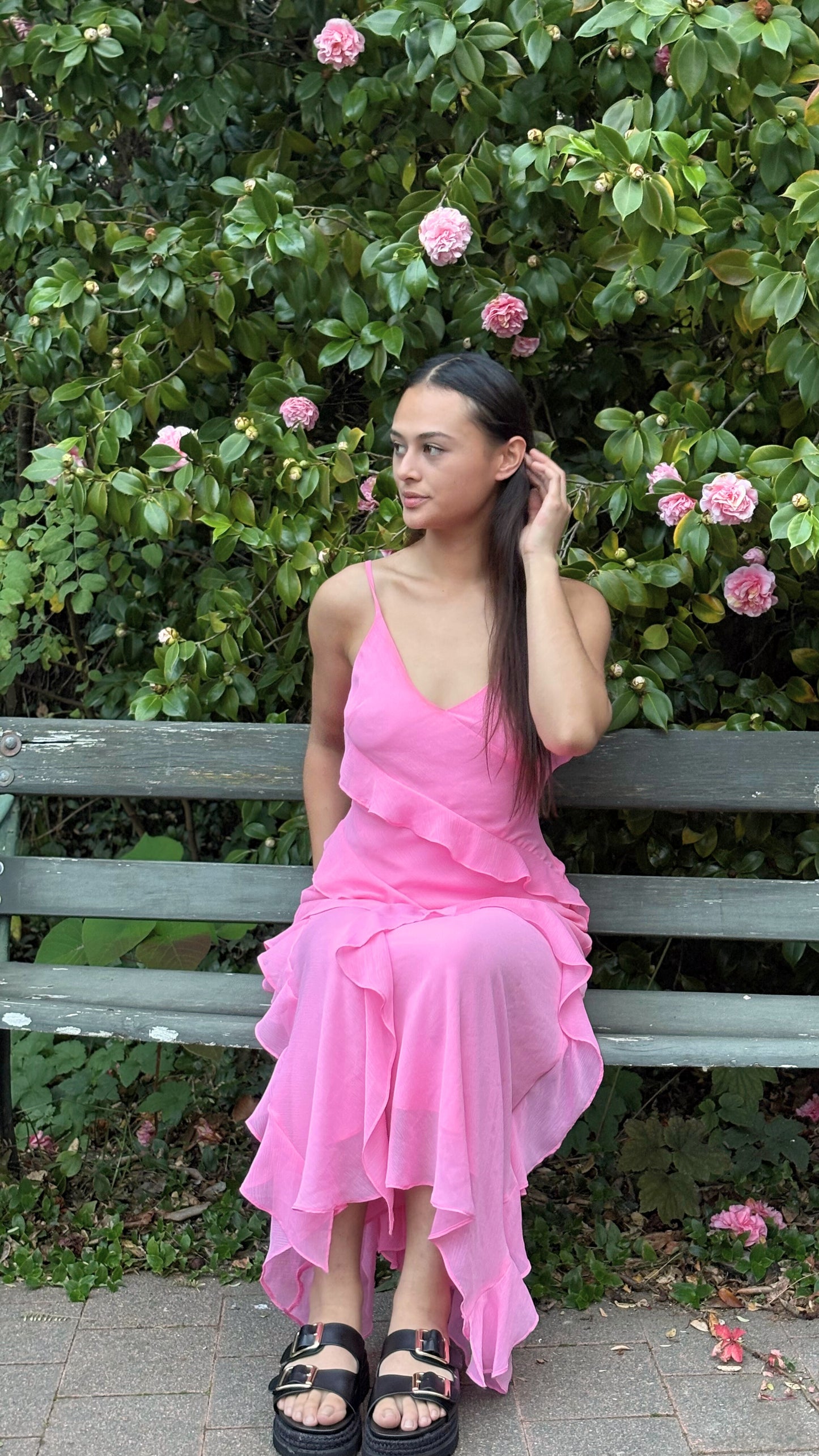 Poppy Ruffle Maxi Dress - Pink