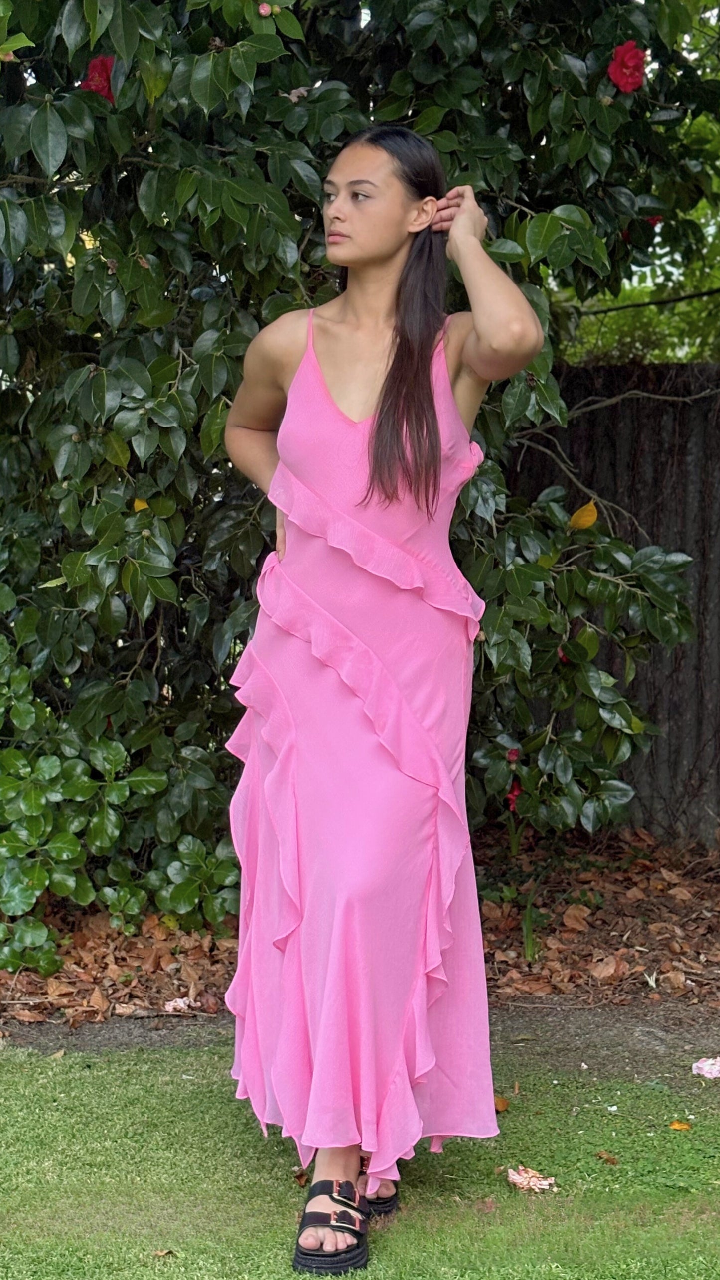 Poppy Ruffle Maxi Dress - Pink